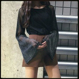 Black mesh sleeve shirt